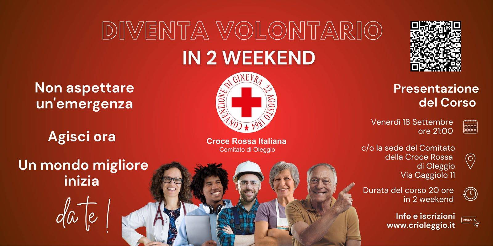 Diventa volontario in 2 weekend - Corso di Accesso CRI Oleggio, serata di presentazione 18 settembre 2026